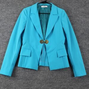 Versace Collection Blazer Womens 42 Medusa Clasp Blue Jacket Work Luxury Classic